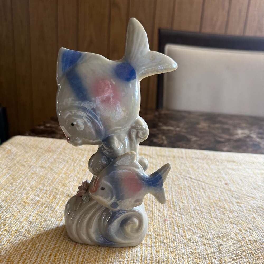 Vintage Iridescent Ceramic Fish Figurine